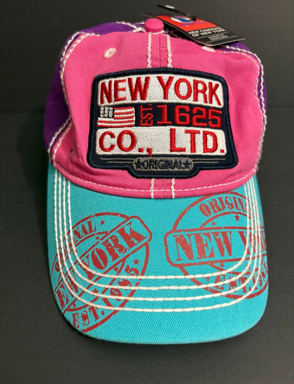 NWT Newhattan New York Y2K Colorblock Embroidered Trucker Baseball Cap Hat